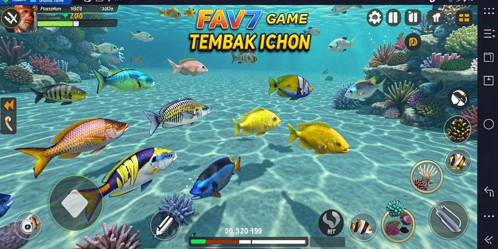 Tampilan gameplay seru dari FAV77 saat menembak ikan.