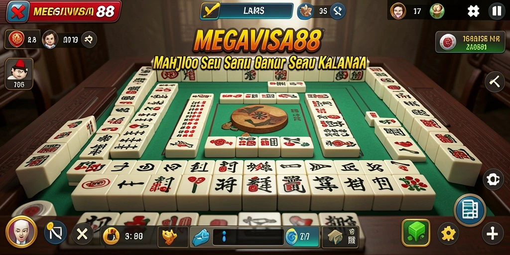 Tampilan utama gameplay MEGAVISA88 yang menampilkan keseruan bermain Mahjong.